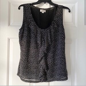 Tahari ASL Sleeveless Blouse Ruffle Neck Black Size M